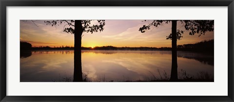 Framed Lake at sunrise, Stephen A. Forbes State Recreation Area, Marion County, Illinois, USA Print