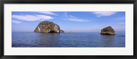 Framed Two large rocks in the ocean, Los Arcos, Bahia De Banderas, Puerto Vallarta, Jalisco, Mexico Print