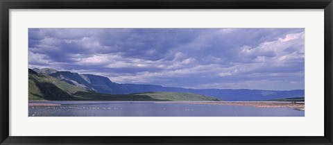 Framed Kenya, Lake Bogoria, Panoramic view of hills around a lake Print