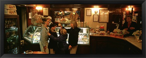 Framed Mother With Her Children In An Ice-Cream Parlor, Florence, Italy Print