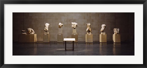 Framed Elgin Marbles display in a museum, British Museum, London, England Print