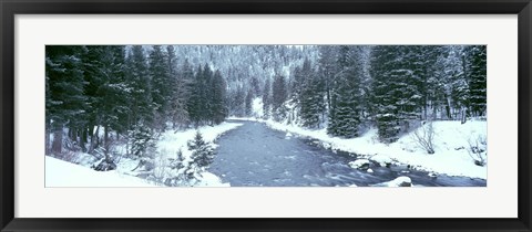 Framed USA, Montana, Gallatin River, winter Print