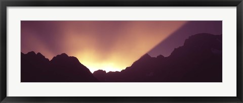 Framed Sunrise over mountains, Grand Teton National Park, Wyoming, USA Print