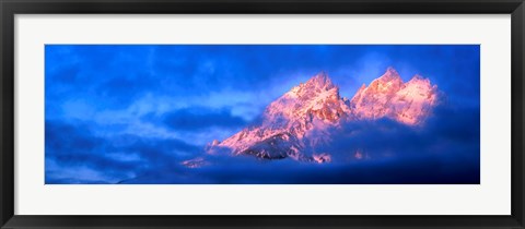 Framed Storm clouds over mountains, Cathedral Group, Teton Range, Grand Teton National Park, Wyoming, USA Print