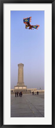 Framed Tourists in front of a monument, Beijing Monument To The People&#39;s Heroes, Tiananmen Square, Beijing, China Print