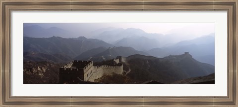 Framed High angle view of a fortified wall passing through a mountain range, Great Wall Of China, Beijing, China Print