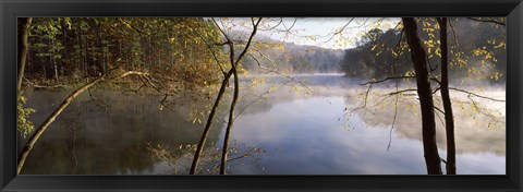 Framed Morning mist around a lake, Lake Vesuvius, Wayne National Forest, Ohio, USA Print