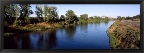 Framed River with a mountain in the background, Sacramento River, Sutter Butte, California, USA Print