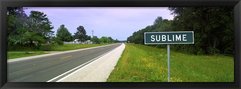 Framed Road passing through a field, Sublime, Lavaca County, Texas, USA Print