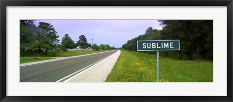 Framed Road passing through a field, Sublime, Lavaca County, Texas, USA Print