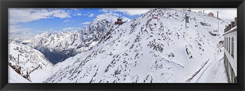 Framed Snow covered mountain range, Stelvio Pass, Italy Print