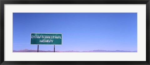 Framed Extraterrestrial Highway sign, Area 51, Nevada, USA Print