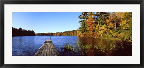 Framed Fall colors along a New England lake, Goshen, Hampshire County, Massachusetts, USA Print