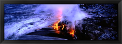 Framed Lava flowing from a volcano, Kilauea, Hawaii Volcanoes National Park, Big Island, Hawaii, USA Print