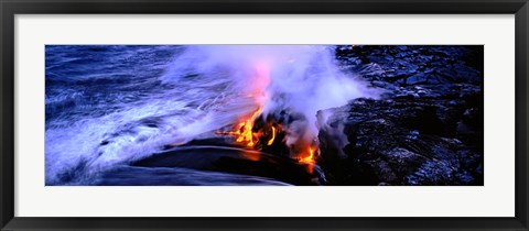 Framed Lava flowing from a volcano, Kilauea, Hawaii Volcanoes National Park, Big Island, Hawaii, USA Print