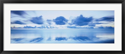 Framed Reflection of clouds on water, Foxton Beach, Levin, Wellington, Manawatu-Wanganui, North Island, New Zealand Print