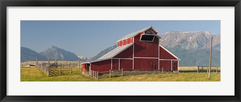 Framed Barn in a field with a Wallowa Mountains in the background, Joseph, Wallowa County, Oregon, USA Print