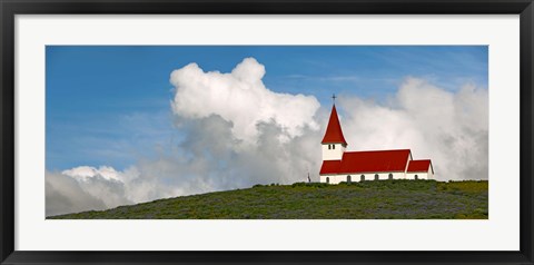 Framed Church on hill, Vik, Iceland Print