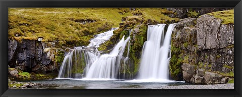 Framed Waterfall, Kirkjufellsfoss Waterfall, Myrar, Snaefellsnes, Borgarfjordur, Iceland Print