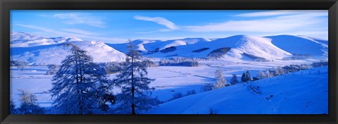 Framed Snow covered valley in winter, Manor Valley, Scottish Borders, Scotland Print