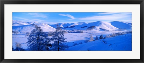 Framed Snow covered valley in winter, Manor Valley, Scottish Borders, Scotland Print