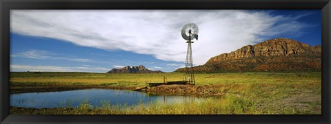 Framed Solitary windmill near a pond, U.S. Route 89, Utah Print