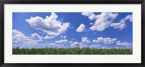 Framed Wheat field and transmission tower, Baden-Wurttemberg, Germany Print