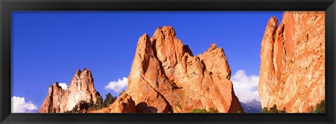 Framed Low angle view of rock formations, Garden of The Gods, Colorado Springs, Colorado, USA Print