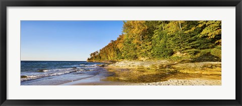 Framed Trees on the beach, Miner&#39;s Beach, Pictured Rocks National Lakeshore, Upper Peninsula, Michigan, USA Print