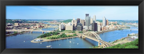 Framed Daytime Skyline With The Allegheny, Pittsburgh, Pennsylvania, USA Print