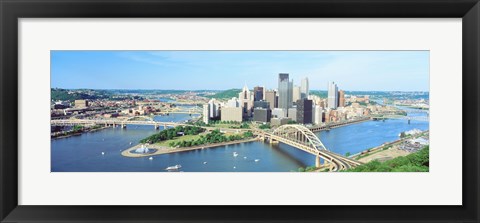 Framed Daytime Skyline With The Allegheny, Pittsburgh, Pennsylvania, USA Print