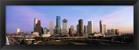 Framed USA, Texas, Houston, twilight Print