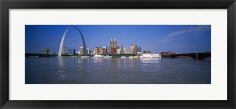 Framed Gateway Arch and city skyline viewed from the Mississippi River, St. Louis, Missouri, USA Print