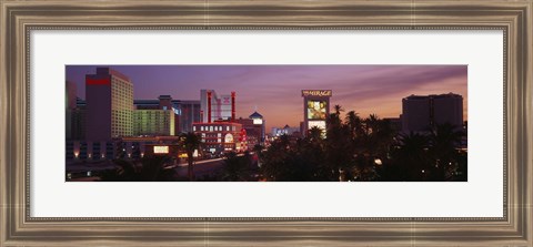 Framed Casinos At Twilight, Las Vegas, Nevada, USA Print