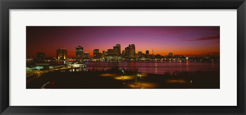 Framed Buildings lit up at night, New Orleans, Louisiana, USA Print