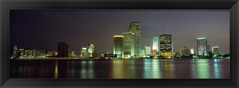 Framed Miami Skyline at Night Print