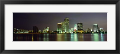 Framed Miami Skyline at Night Print