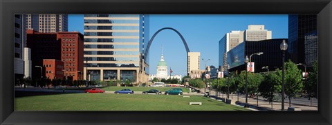 Framed Buildings in a city, Gateway Arch, Old Courthouse, St. Louis, Missouri, USA Print