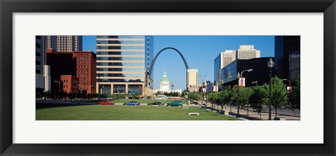 Framed Buildings in a city, Gateway Arch, Old Courthouse, St. Louis, Missouri, USA Print