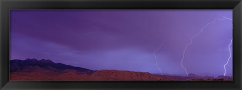 Framed Clouds lightning over the mountains, Mt Four Peaks, Phoenix, Arizona, USA Print