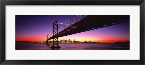 Framed San Francisco Bay Bridge with Purple Night Sky Print