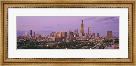 Framed View Of A Cityscape At Twilight, Chicago, Illinois, USA Print