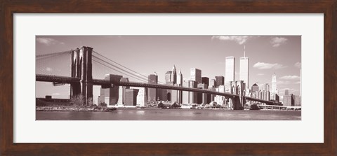 Framed Brooklyn Bridge, Hudson River, NYC, New York City, New York State, USA Print