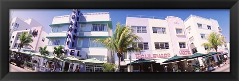 Framed Low angle view of buildings in a city, Miami Beach, Florida, USA Print