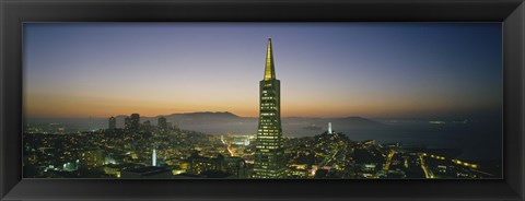 Framed Transamerica Pyramid Lit Up at Dusk, San Francisco, California Print