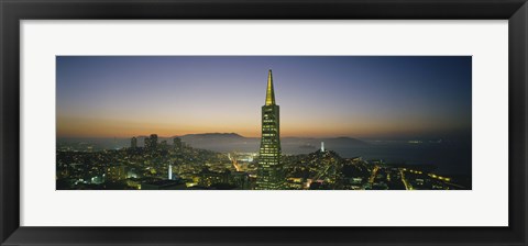 Framed Transamerica Pyramid Lit Up at Dusk, San Francisco, California Print