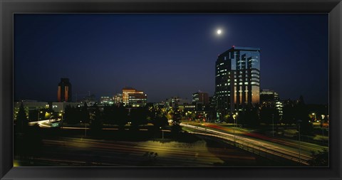 Framed Buildings lit up at night, Sacramento, California, USA Print