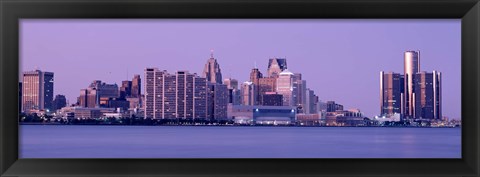 Framed USA, Michigan, Detroit, twilight Print