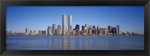 Framed Skyscrapers at the waterfront, World Trade Center, Lower Manhattan, Manhattan, New York City, New York State, USA Print