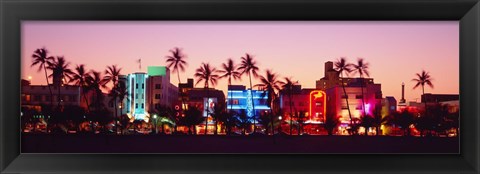 Framed Night, Ocean Drive, Miami Beach, Florida, USA Print